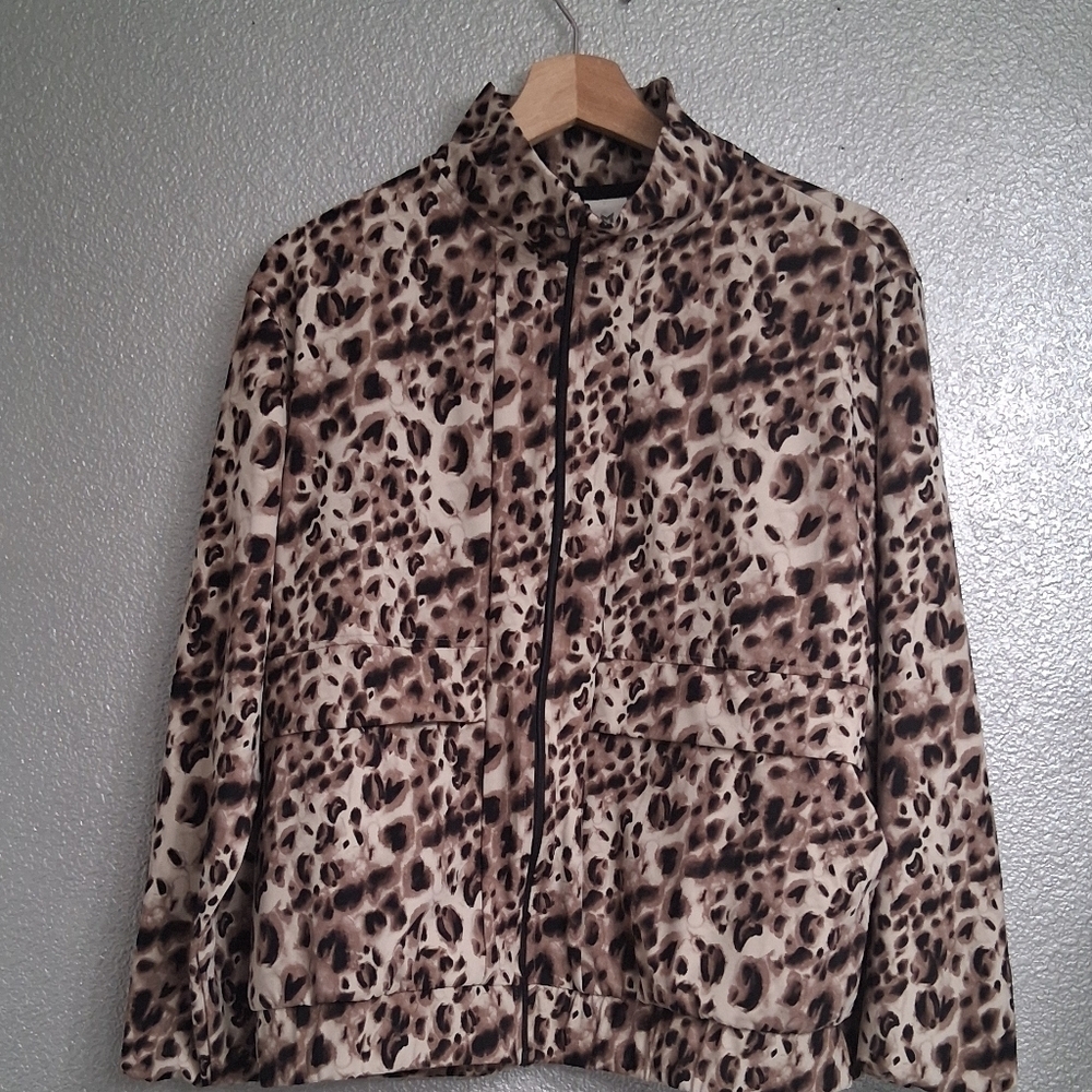 Animal Print Mock Neck Jacket Size M